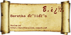 Beretka Éliás névjegykártya